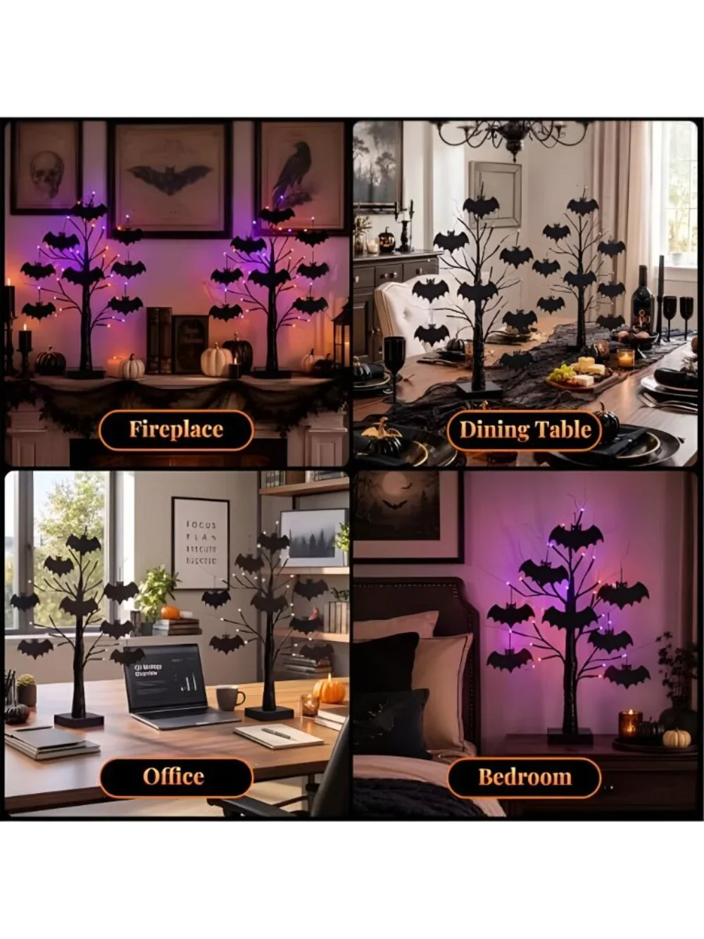 Halloween Decorations Indoor, 2 Pack 24 Inch Black Halloween Tree